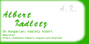 albert kadletz business card